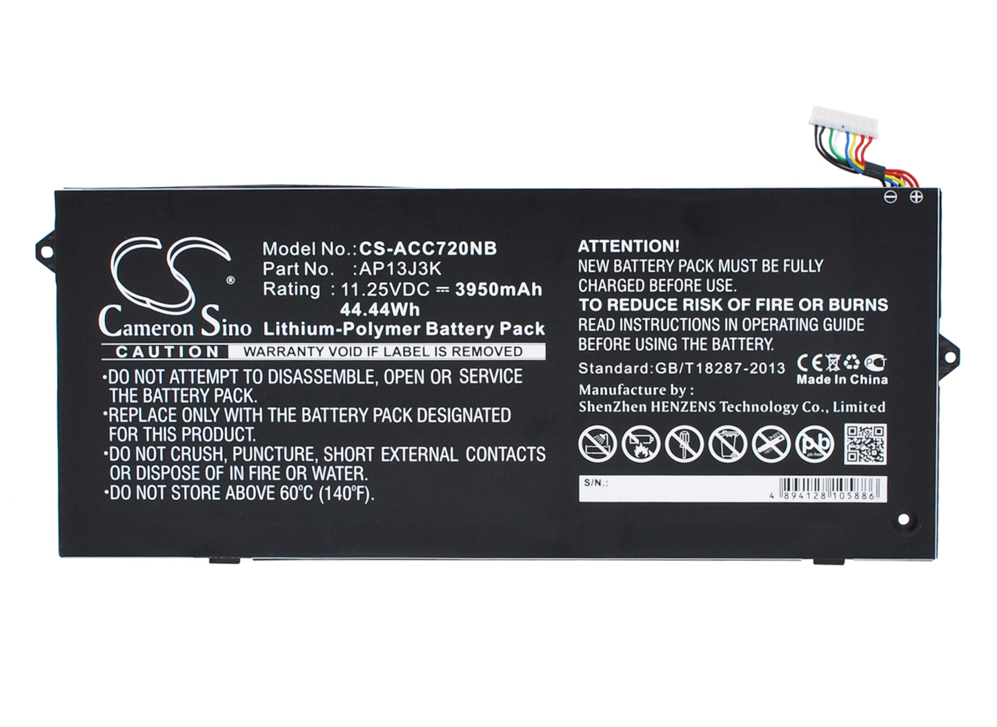 Battery for Acer Chromebook 14 CB3-431-C5K7 3950mAh / 44.44Wh