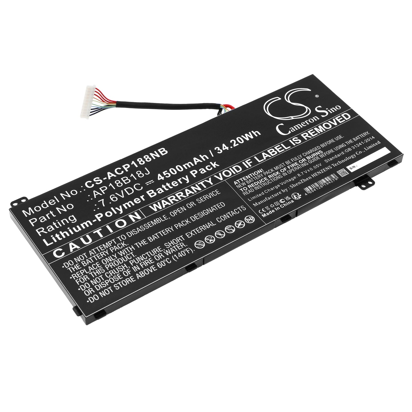Battery for Acer Aspire 3 A314-32-P2QG 4500mAh / 34.20Wh