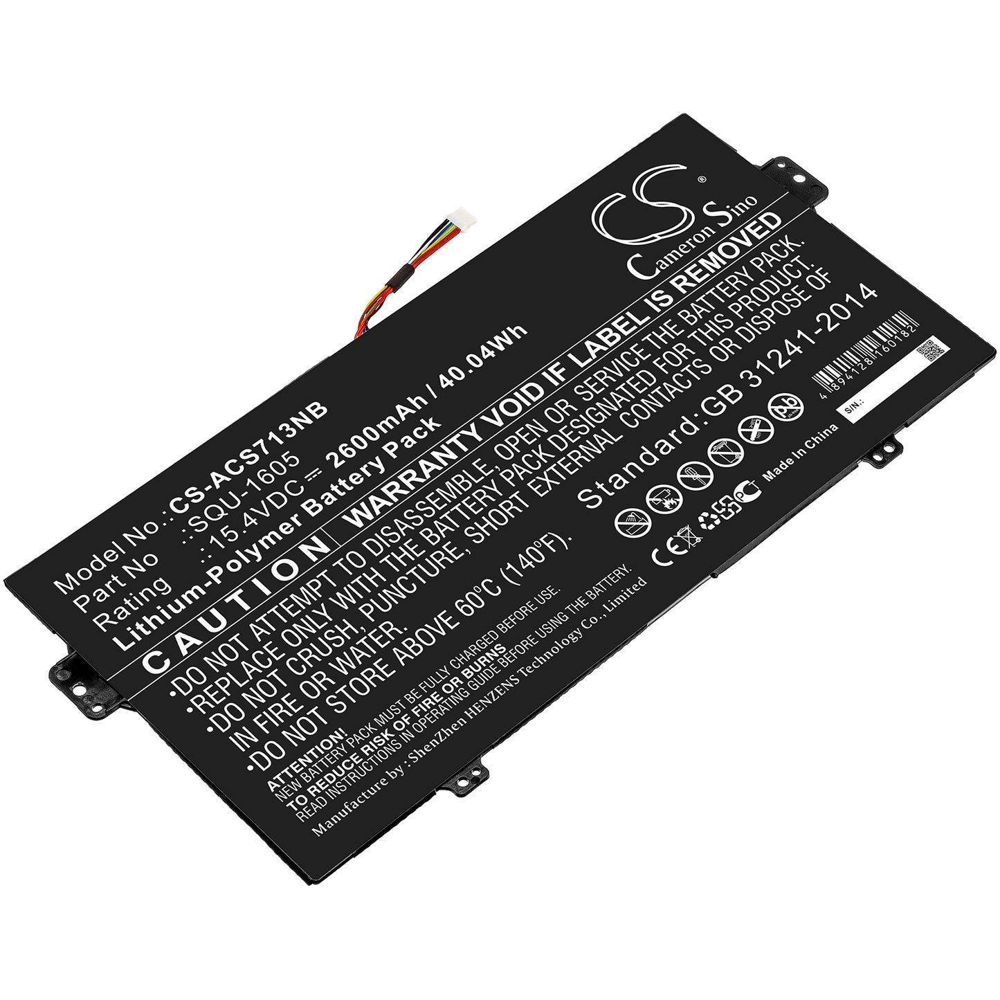 Battery for Acer Spin 7 SP714-51-M6LT 2600mAh / 40.04Wh