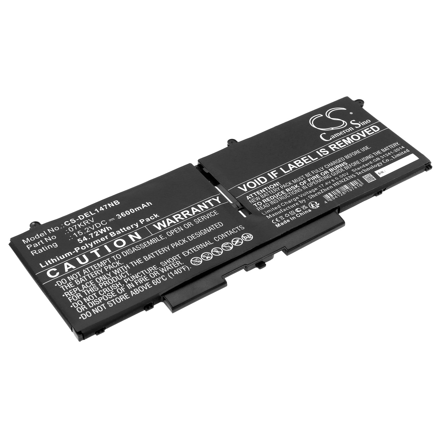 Battery for DELL Latitude 14 7430 3W64P 3600mAh / 54.72Wh