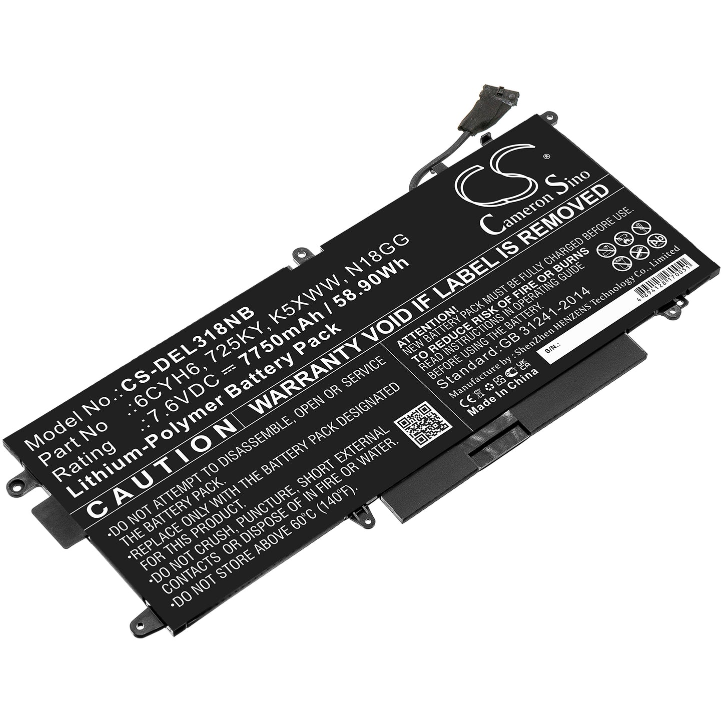 Batteri till DELL Latitude 5289 7750mAh / 58.90Wh