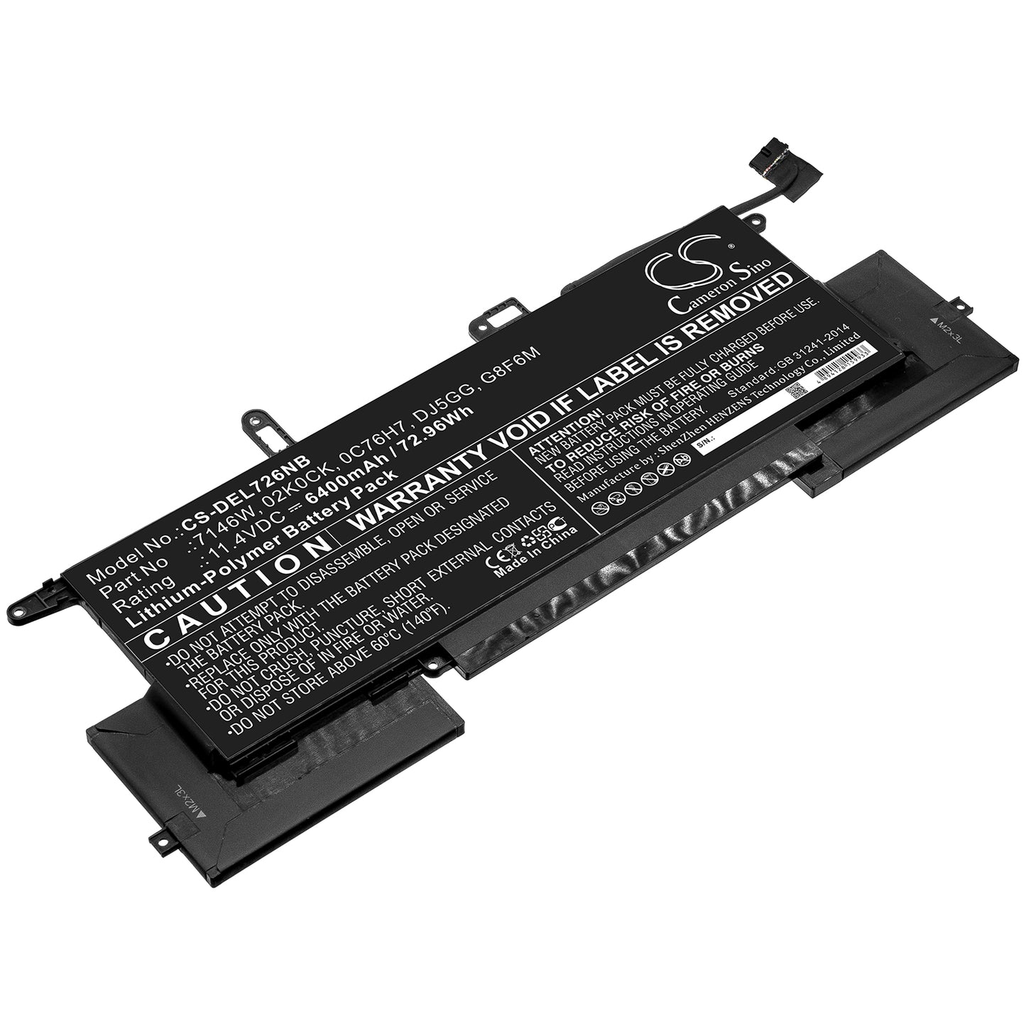Batteri till DELL Latitude 7400 2-in-1 (N032L740 6400mAh / 72.96Wh