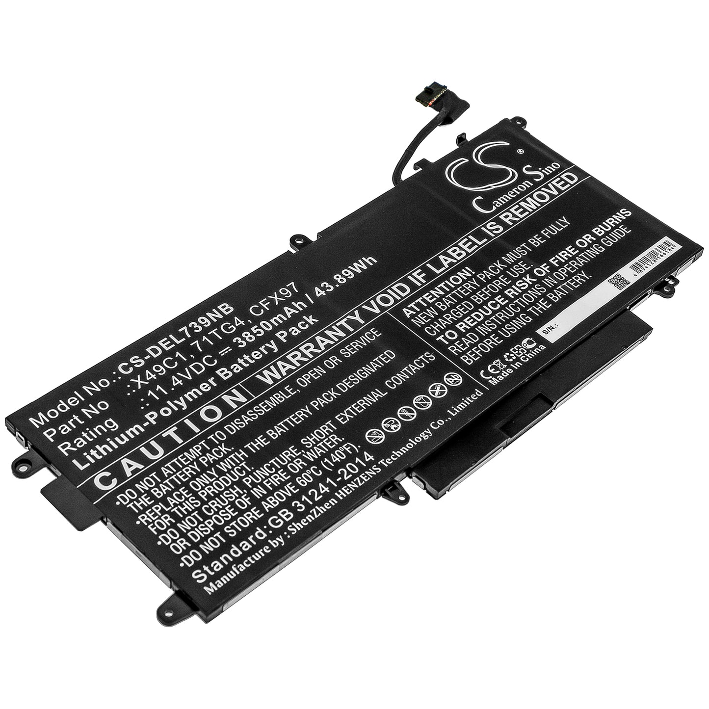 Battery for DELL Latitude 7390 2-in-1 3850mAh / 43.89Wh