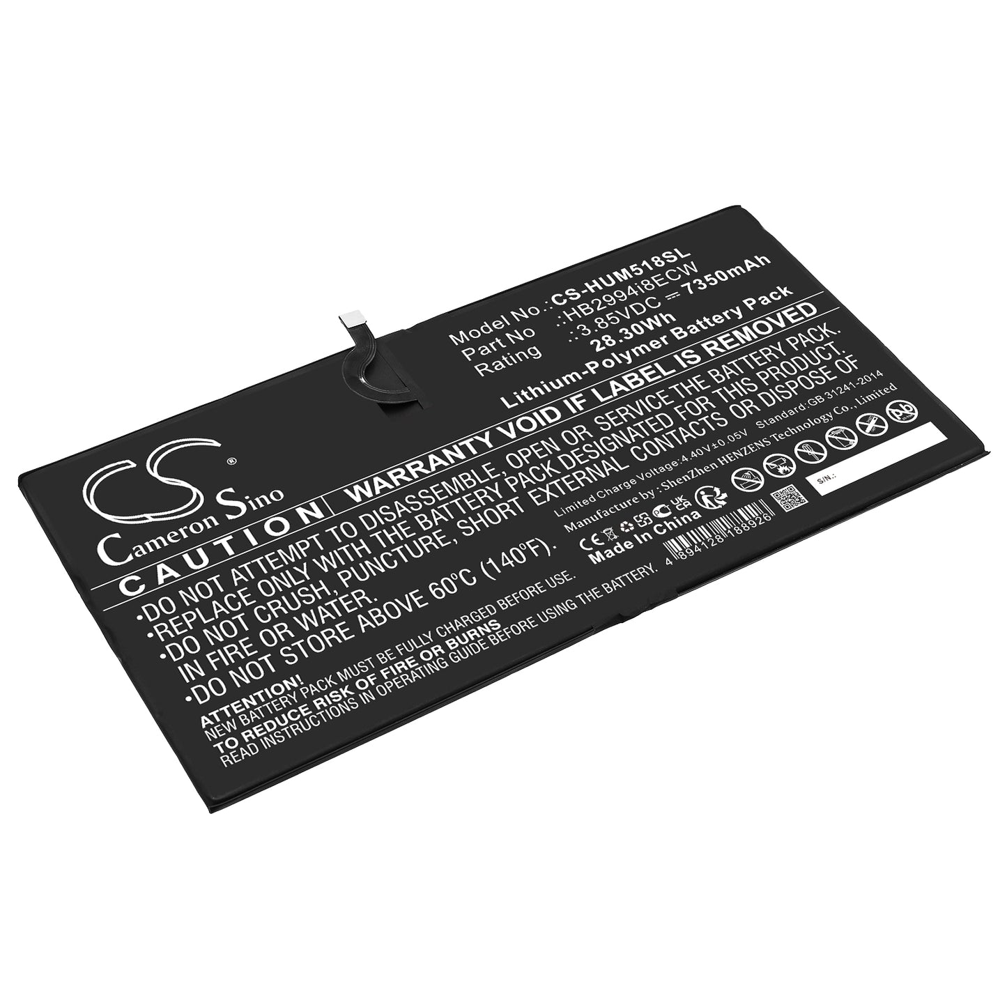 Huawei CMR-AL19 7350mAh / 28.30Wh akku