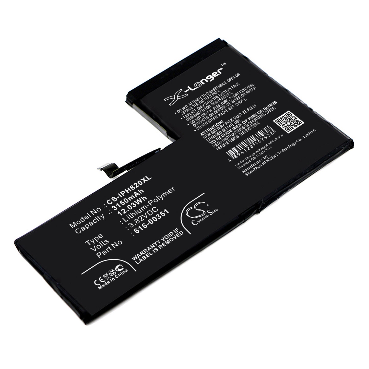Batteri till Apple iPhone X 3150mAh / 12.03Wh