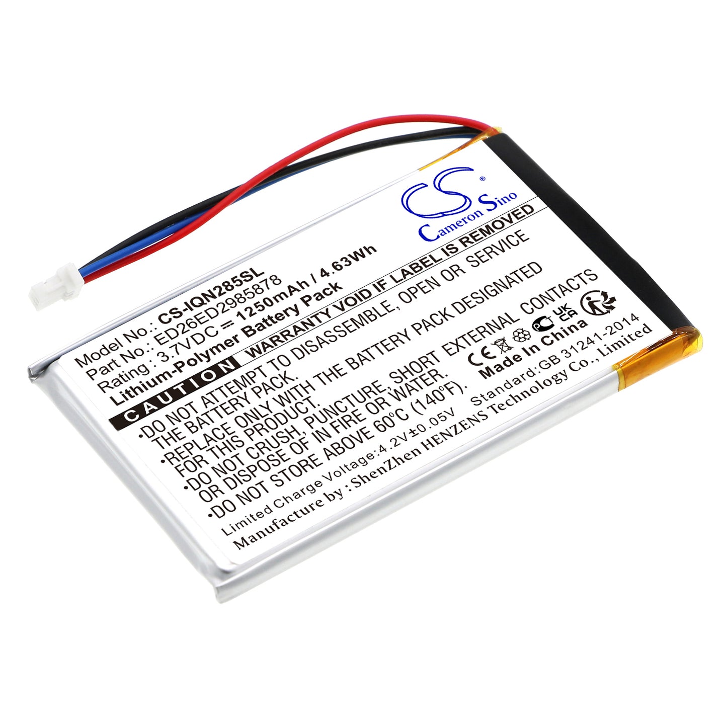 Battery for Garmin Nuvi 285W 1250mAh