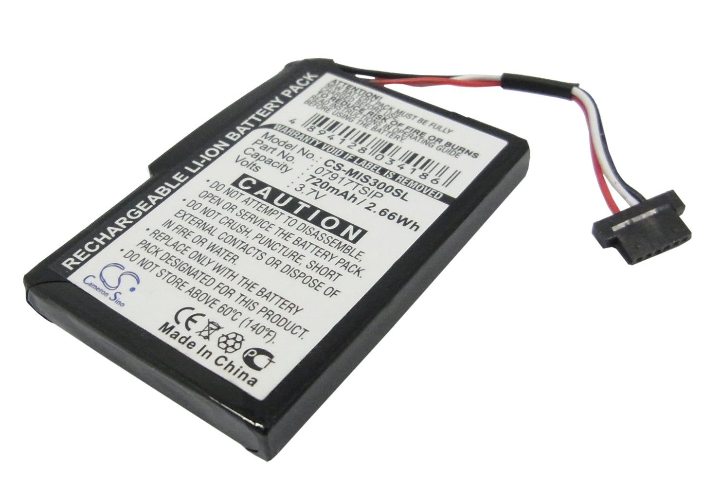 Battery for Navman Spirit 555 Traffic 720mAh