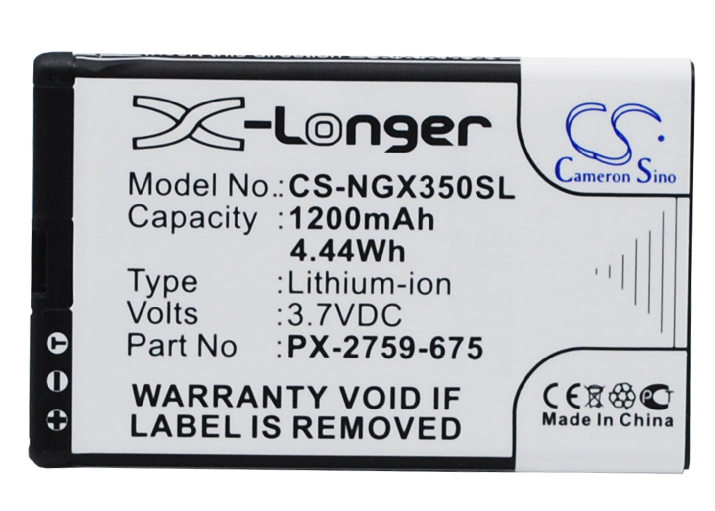 NavGear TourMate SLX-350:n akku 1200mAh / 4,44Wh