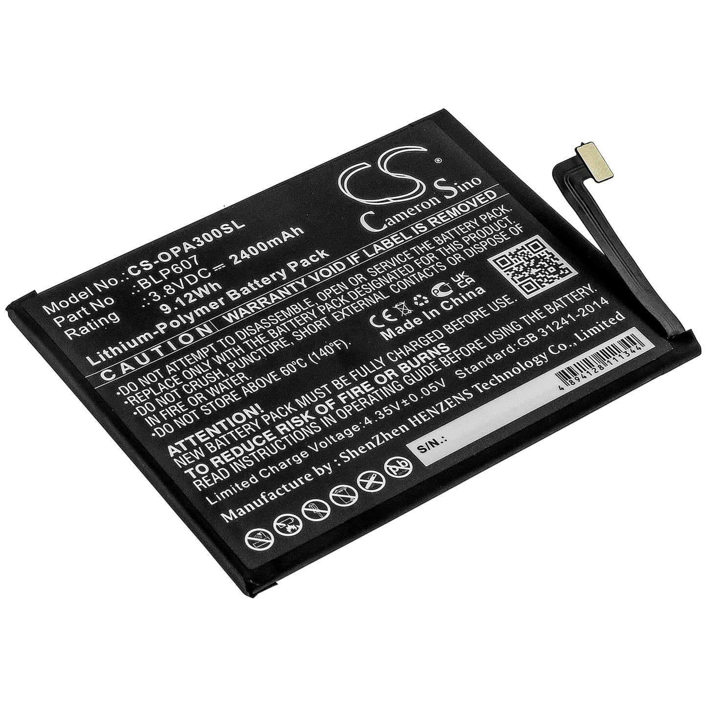 Batteri till OnePlus X Dual Sim 2400mAh / 9.12Wh