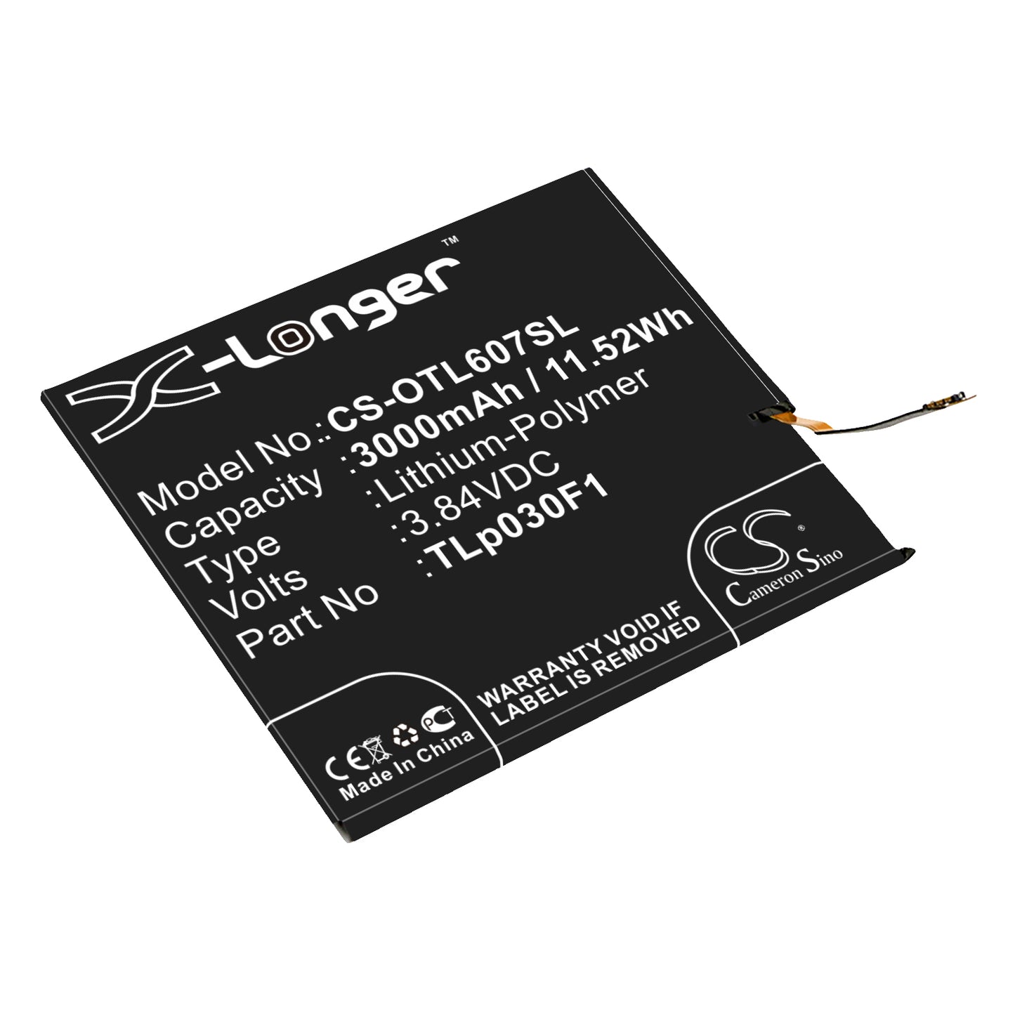 Battery for BlackBerry BBA100-1 3000mAh / 11.52Wh
