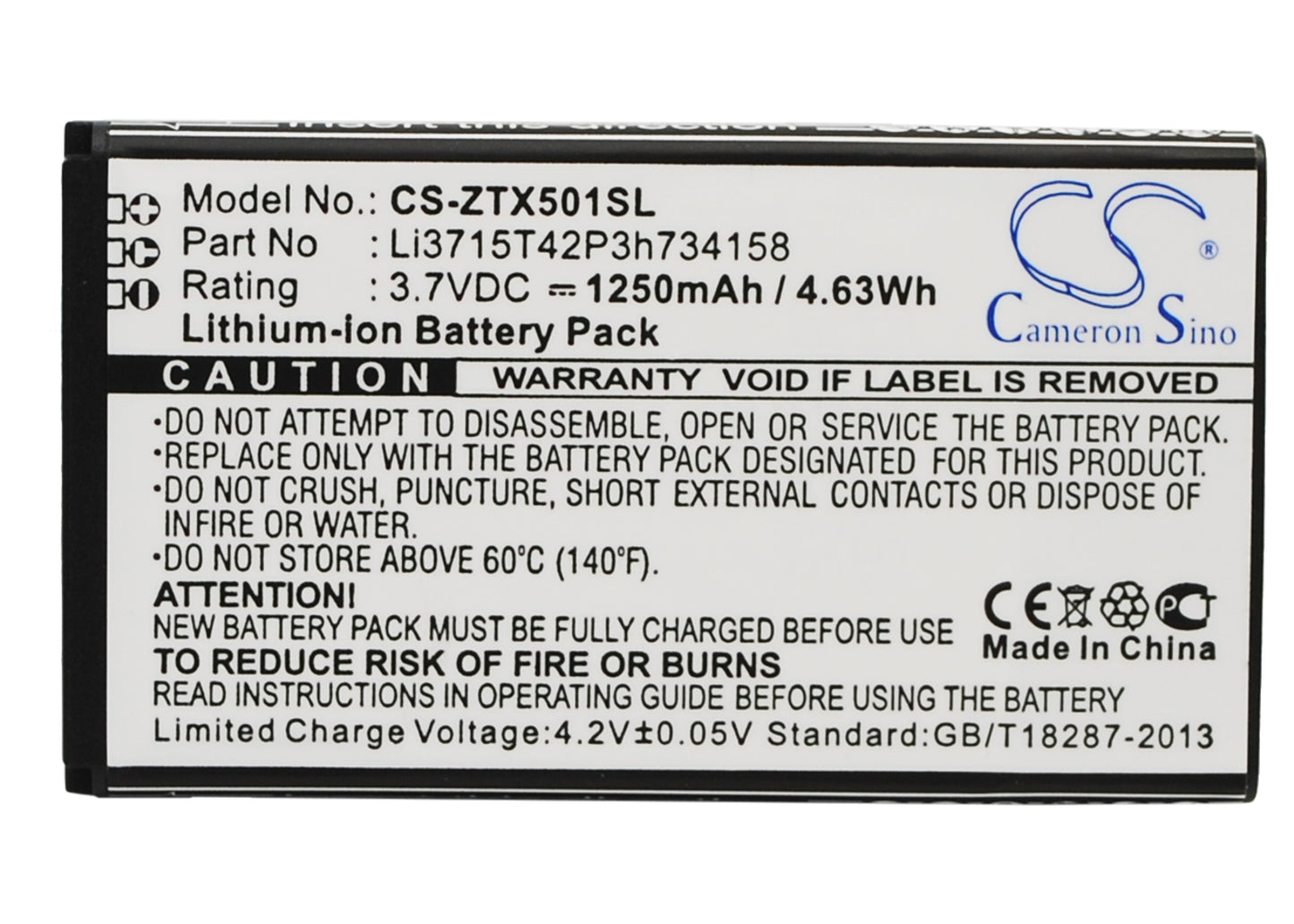 Batteri till ZTE X500M 1250mAh / 4.63Wh