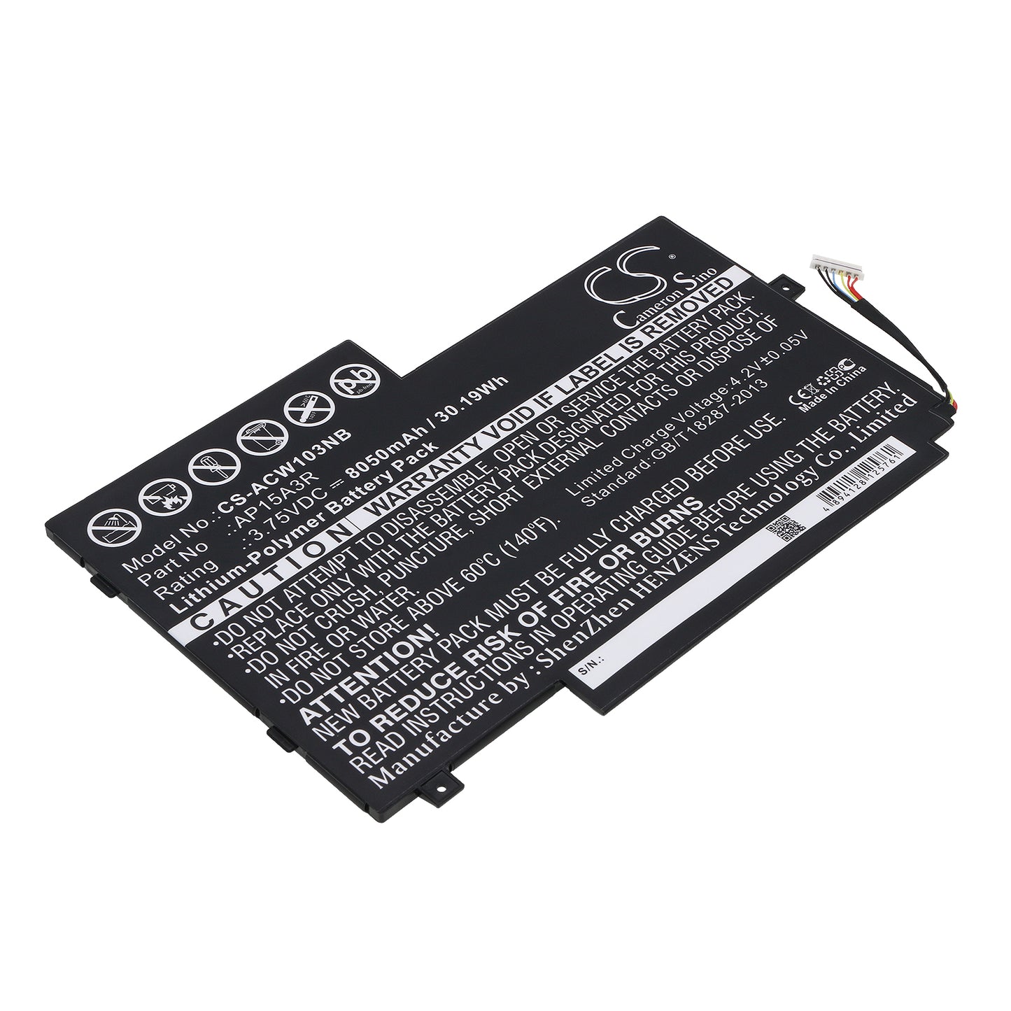 Battery for Acer Aspire Switch 10E 8050mAh / 30.19Wh