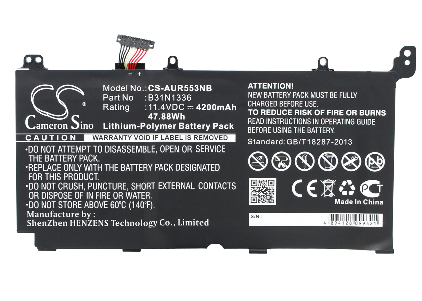 Akku Asus S551LN-DN261H 4200mAh / 47.88Wh