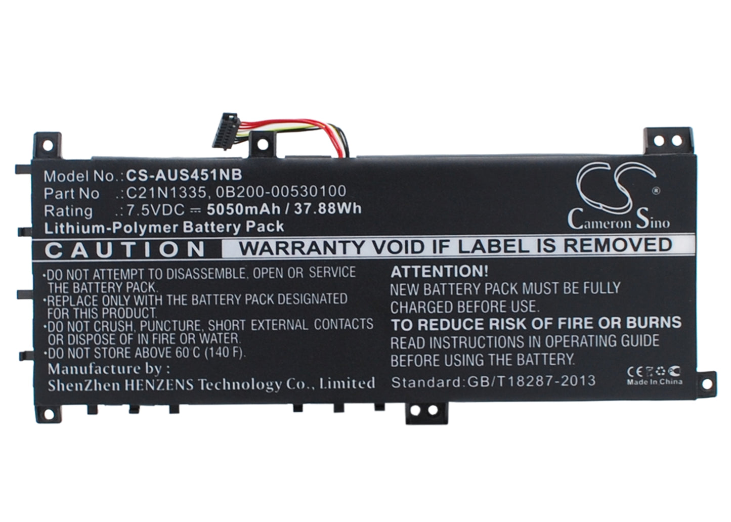 Battery for Asus VivoBook S451LN-CA160H 5050mAh / 37.88Wh