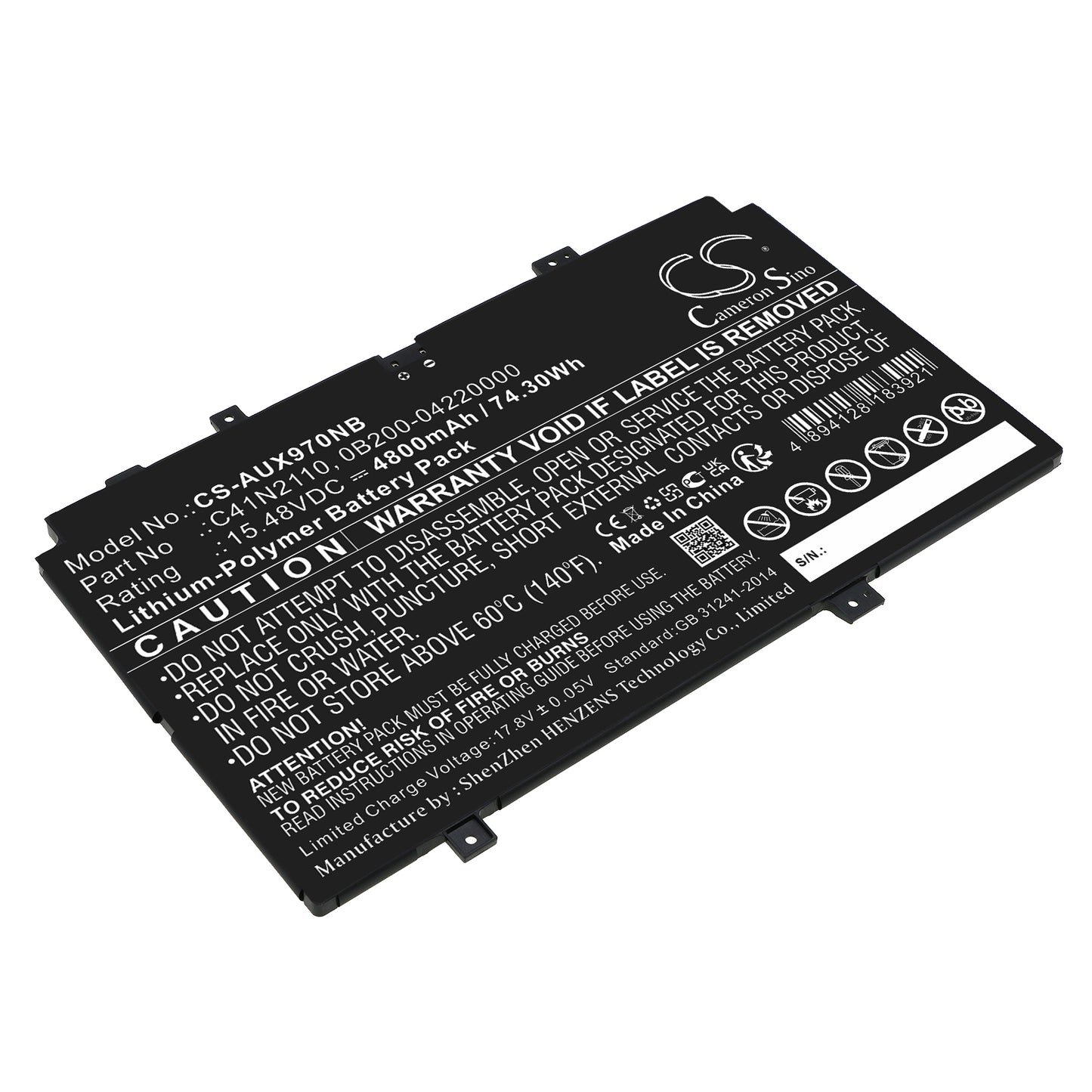 Akku Asus UX9702AA 4800mAh / 74.30Wh