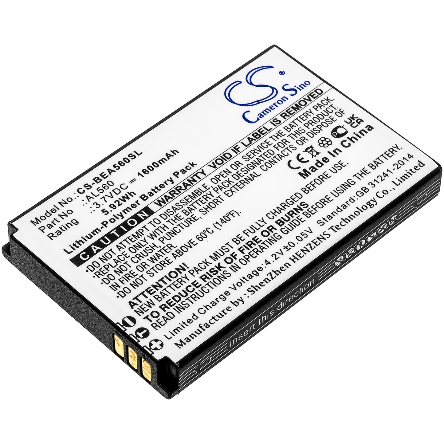 Batteri till Bea-fon  AL560 1600mAh / 5.92Wh