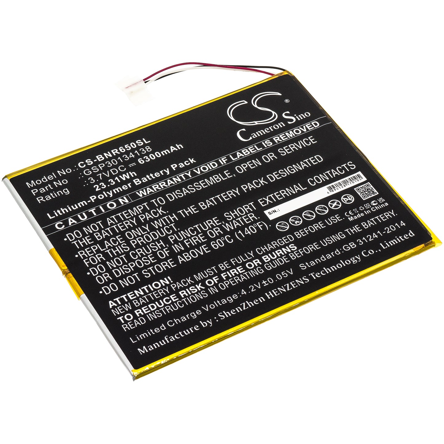 Batteri till Barnes & Noble  BNTV650 6300mAh / 23.94Wh