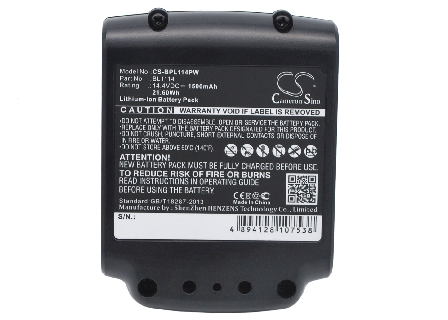 Batteri till Black & Decker LGC120 1500mAh / 21.60Wh