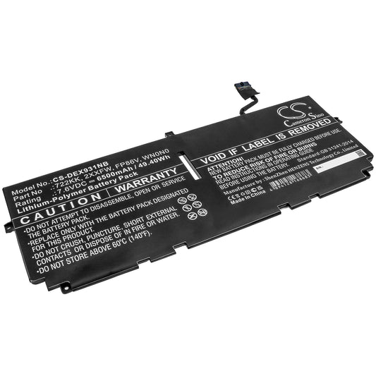 Battery for DELL XPS 13 9300 2020 6500mAh / 49.40Wh