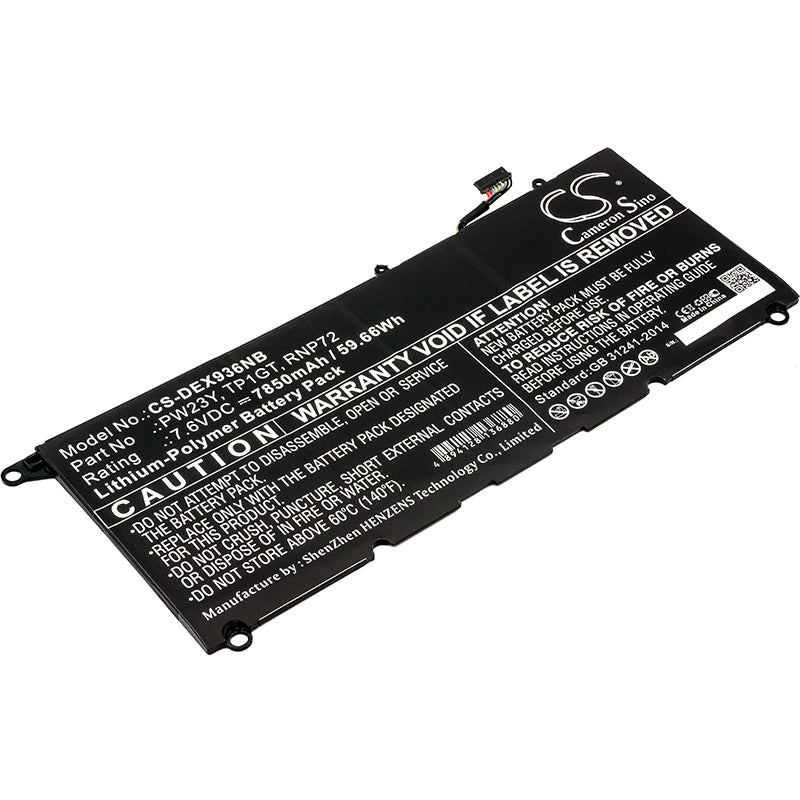 Battery for DELL XPS 13-9360-D1609G 7850mAh / 59.66Wh