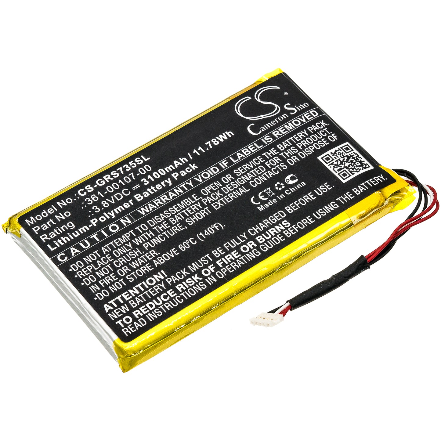 Battery for Garmin 010-01735-10 3100mAh / 11.78Wh