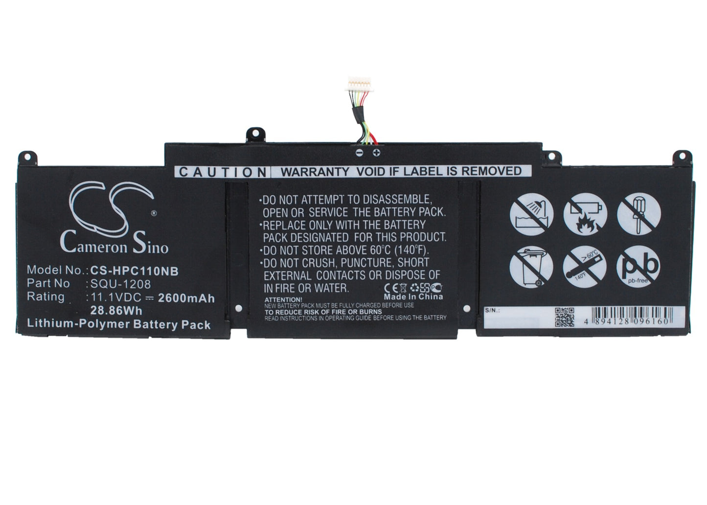 Battery for HP Chromebook 11-1101US 2600mAh / 28.86Wh