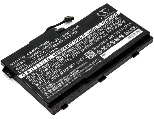 Battery for HP ZBook 17 G3 (V1Q00UT) 8300mAh / 94.62Wh