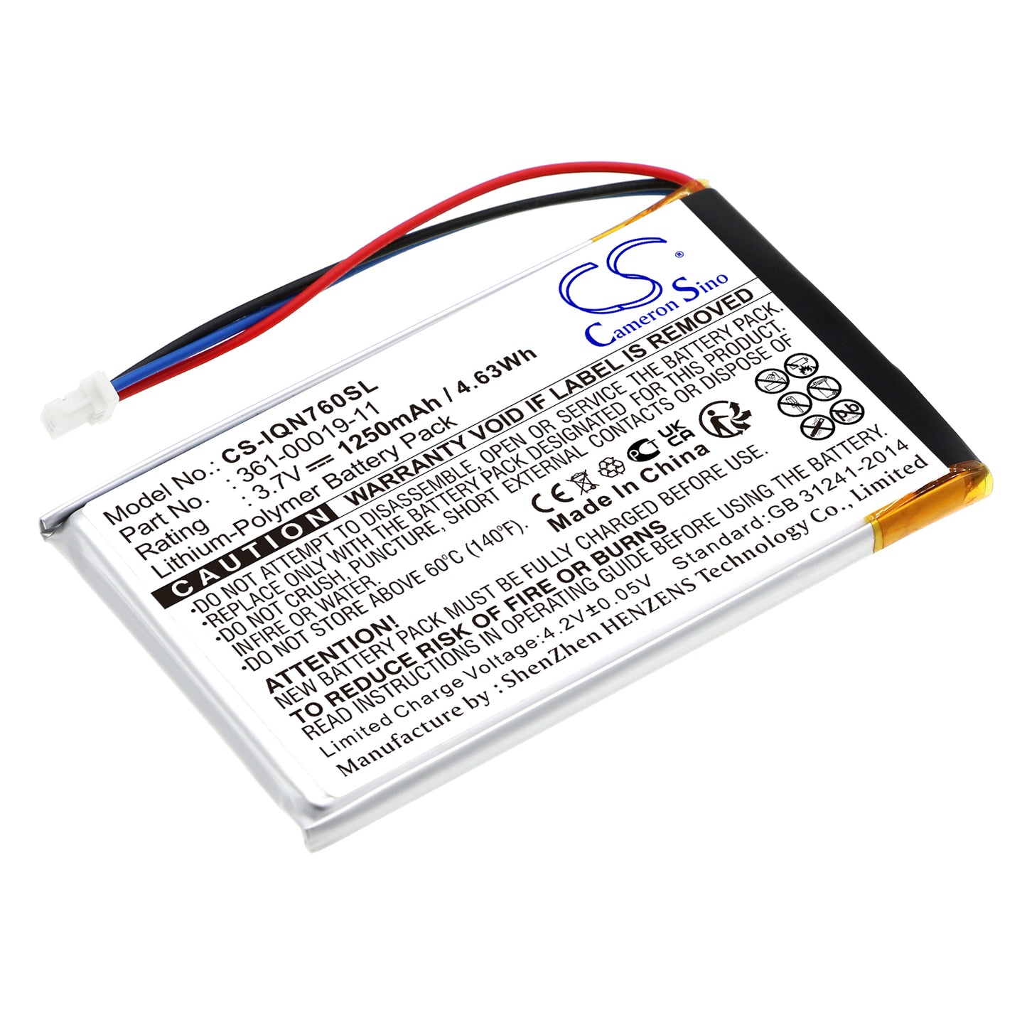Battery for Garmin Nuvi 700 ( 3 wires ) 1250mAh / 4.63Wh