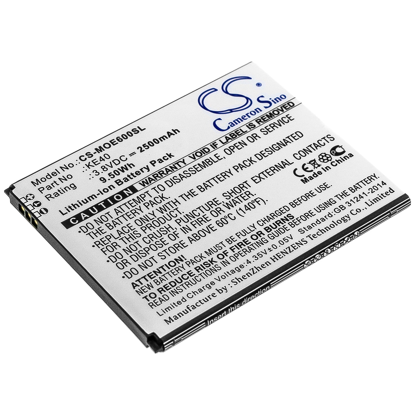 Battery for Motorola XT2005 2500mAh / 9.50Wh