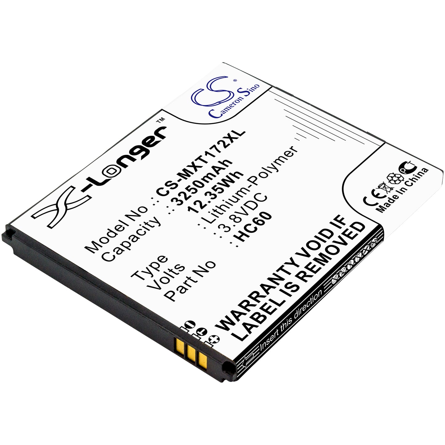 Battery for Motorola XT1725 3250mAh / 12.35Wh