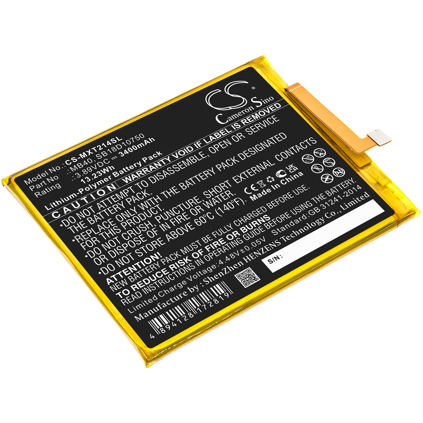 Battery for Motorola Moto Edge 20 5G 3400mAh / 13.23Wh
