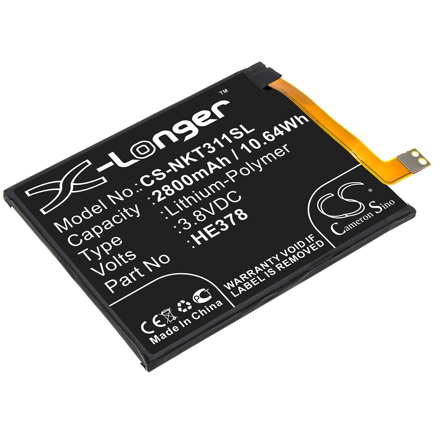 Battery for Nokia TA1141 2800mAh / 10.64Wh