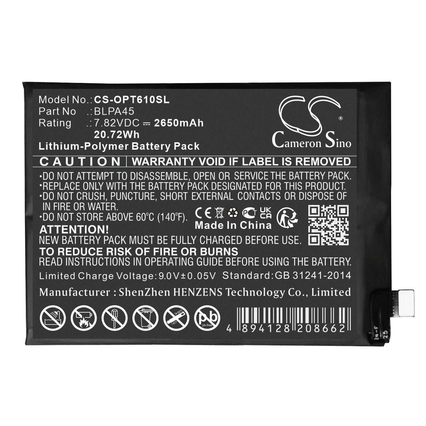 Akku Realme GT Neo6 SE 2650mAh / 20.72Wh