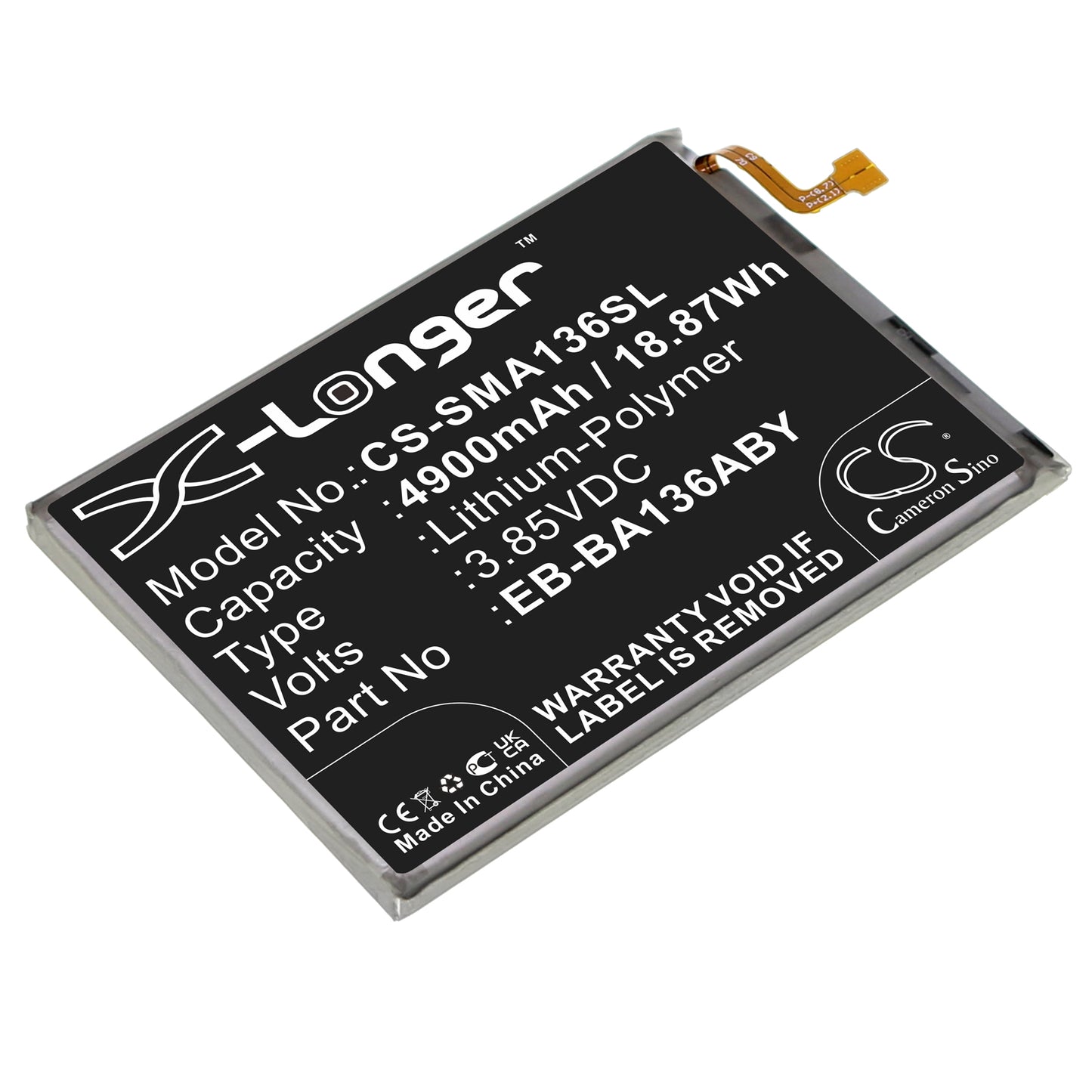 Battery for Samsung SM-A136T 4900mAh / 18.87Wh