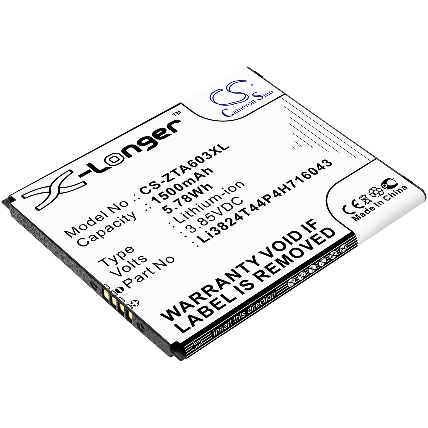 Battery for ZTE Blade A520C Dual SIM LTE 1500mAh / 5.78Wh