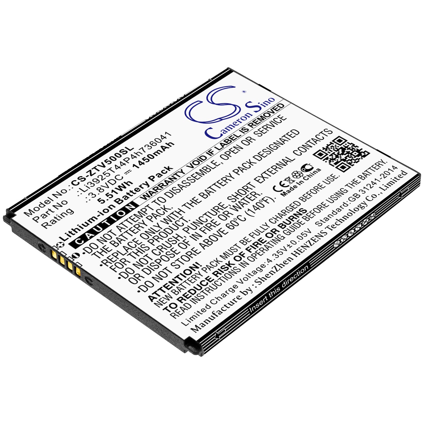 Akku ZTE Blade Vantage 5:lle 1450mAh / 5,51Wh