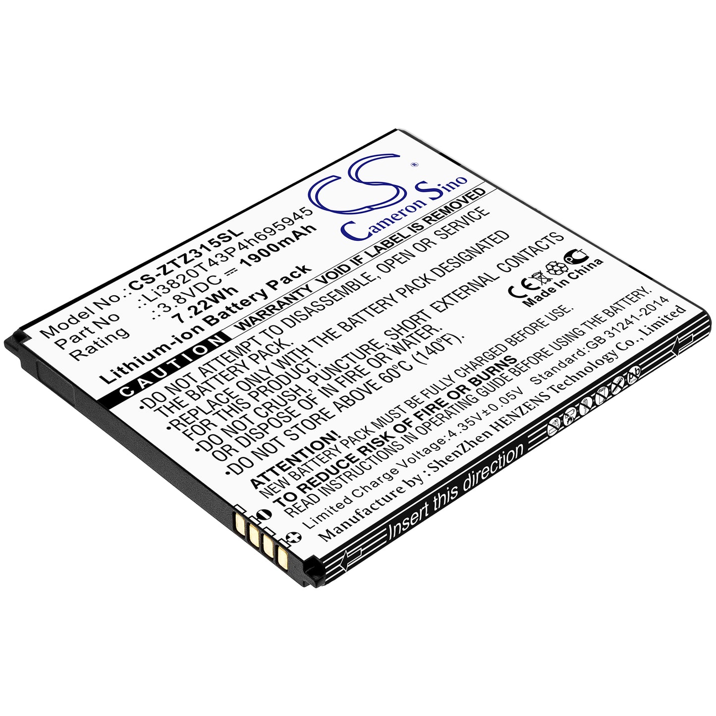 Battery for ZTE Blade A3 2019 1900mAh / 7.22Wh
